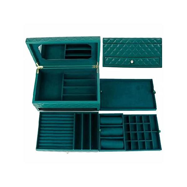 ⭐︎ジュエリーボックス アクセサリー収納 大容量 グリーン SANSREPONSE ジュエリーボックス 木製 大容量 アクセサリーケース