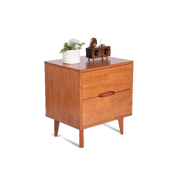 ミッドセンチュリー モダン 溝付きハンドル 木製 ナイトスタンド