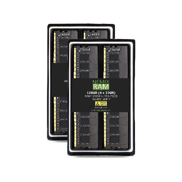 メモリー DDR4-3200 Unbuffered ECC 128GB (32GBx4) NEMIX RAM 128GB (4x32GB) DDR4-3200 PC4-25600 Non-ECC UDIMM