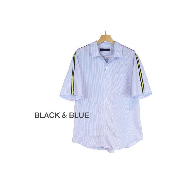 �u���b�N�A���h�u���[ BLACK �� BLUE �X���[�u���C�������V���c Sleeve Line S/S Shirts 126S04 2018�t��