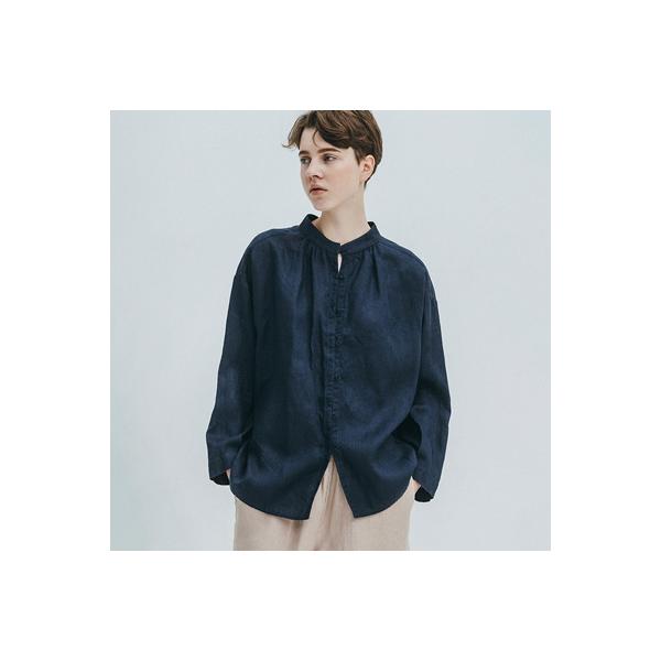 フォグリネンワーク ユリアトップ　リネン ブラウス プルオーバー 　紺　ネイビー fog linen work（フォグリネンワーク） ベッカ リボントップ アル