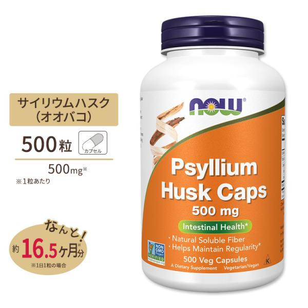サイリウム ハスク 500mg 500粒 ベジカプセル NOW Foods ナウフーズ
