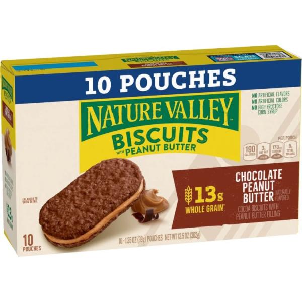 ネイチャーバレービスケットサンドイッチ チョコレートピーナッツバター 10個入り Nature Valley Biscuit Sandwiches, Choco お取り寄せ