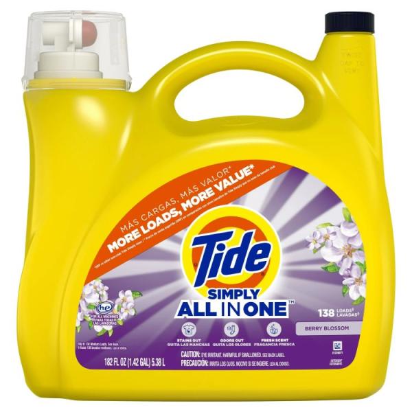 タイド シンプリー オールインワン 液体洗濯洗剤 ベリーブロッサムの香り 5.38L 138回分 Tide Simply All-in-One Liquid L お取り寄せ