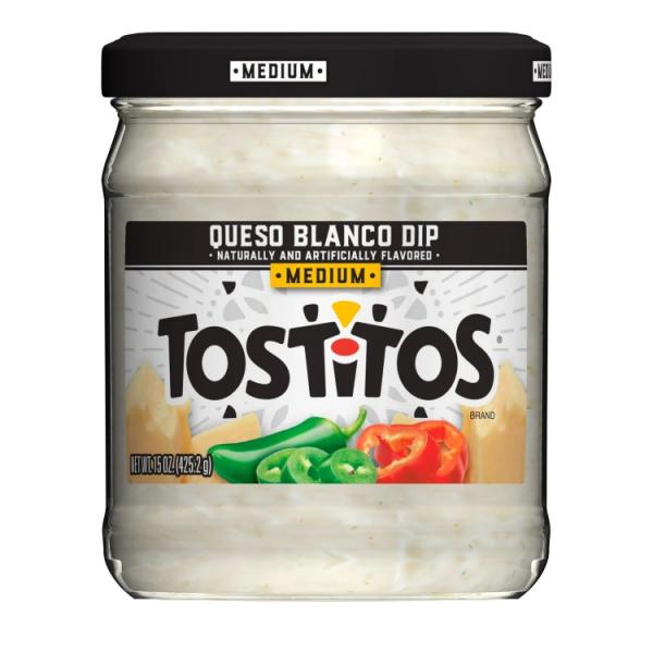 15.0オンスTOSTITOSのケソブランコディップ このチーズディップをTOSTITOSの伝統的なトルティーヤチップスと一緒にお楽しみください トルティーヤスナックにチーズ風味を加えます 家族や友人との集まりに最適です 常温保存可能な製品