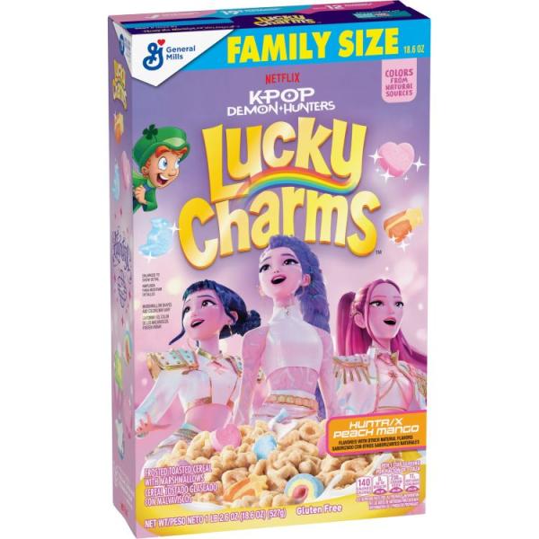 お取り寄せ [限定版]ラッキーチャームズシリアル Kポップデーモンハンターズ HUNTR/X ピーチマンゴー 527g Lucky Charms Ce