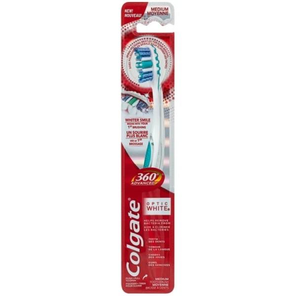 コルゲート 360 アドバンスド オプティック ホワイト 大人用手動歯ブラシ（ミディアム） Colgate 360 Advanced Optic Adult M お取り寄せ