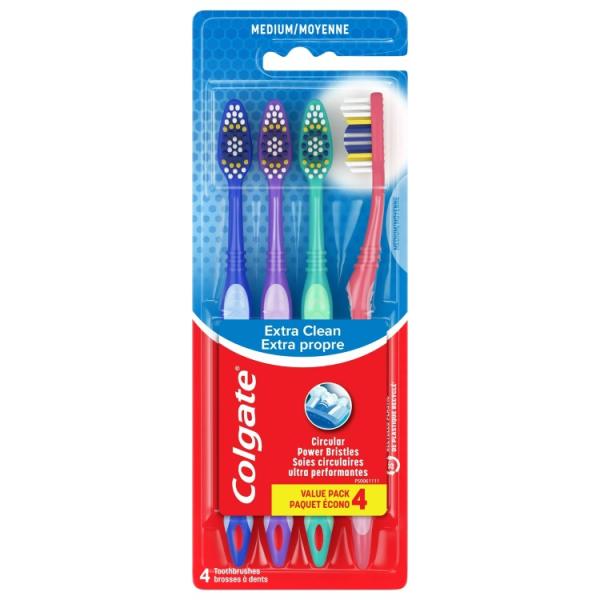 コルゲート エクストラクリーン フレキシブルグリップ 大人用手動歯ブラシ ミディアム 4本パック Colgate Extra Clean Flexible Gr お取り寄せ