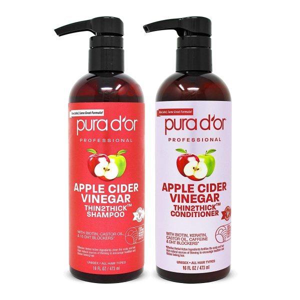 【お取り寄せ商品】PURA D'OR アップルサイダービネガー シャンプー＆コンディショナーセット 全ての髪用 各473ml （16oz）プラドール PURA D'OR アップルサイダービネガー シャンプー＆コンディショナー