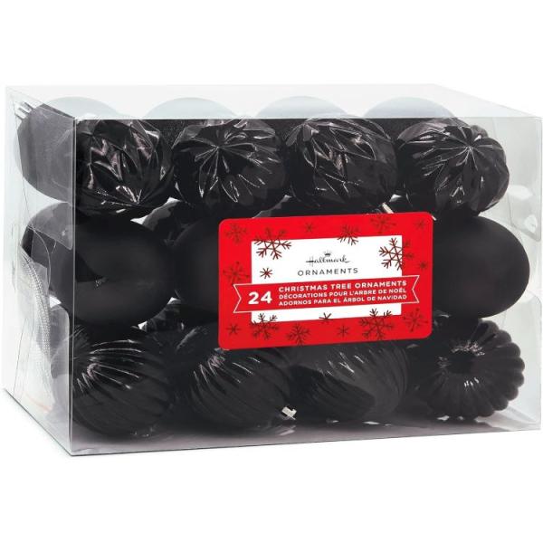 ホールマーク ブラック クリスマス ボール オーナメント 24個 Hallmark Black Christmas Balls Christ お取り寄せ