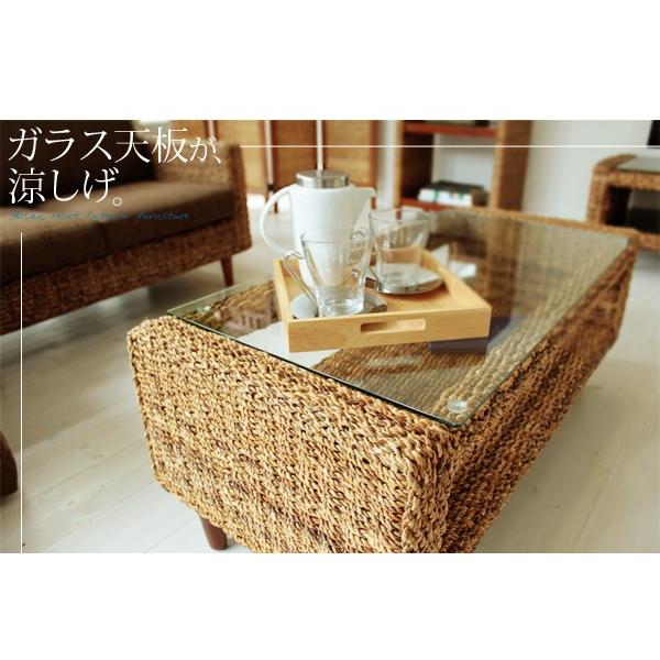 テーブル センターテーブル ガラステーブル 強化ガラス 幅100 天然素材
