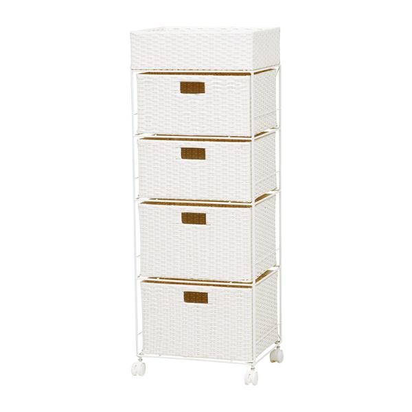 チェスト ランドリーチェスト ホワイト 引出し4杯 すき間収納 幅40