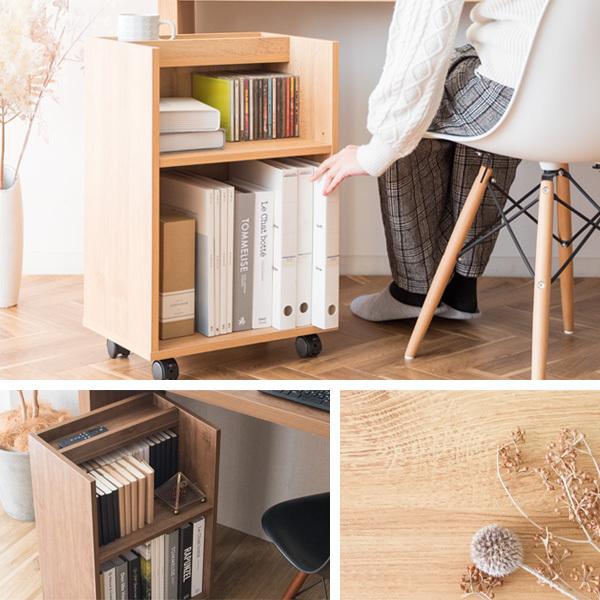 ブラウン サイドテーブル 配線穴付き ラック ワゴン サイドテーブル サイドチェスト 袖机 ブラウン 配線穴