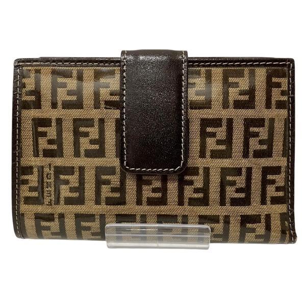 【残り1点】 超美品✨ FENDI フェンディ ズッカ柄 トラベルウォレット FENDI（フェンディ） ズッカ柄 2つ折り財布 レディース 中古