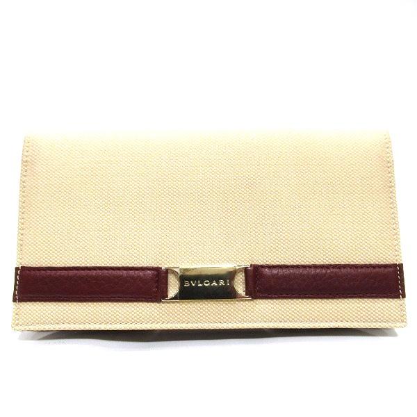 BVLGARI ブルガリ キャンバス ベージュ 財布 長財布 札入れ レディース 
