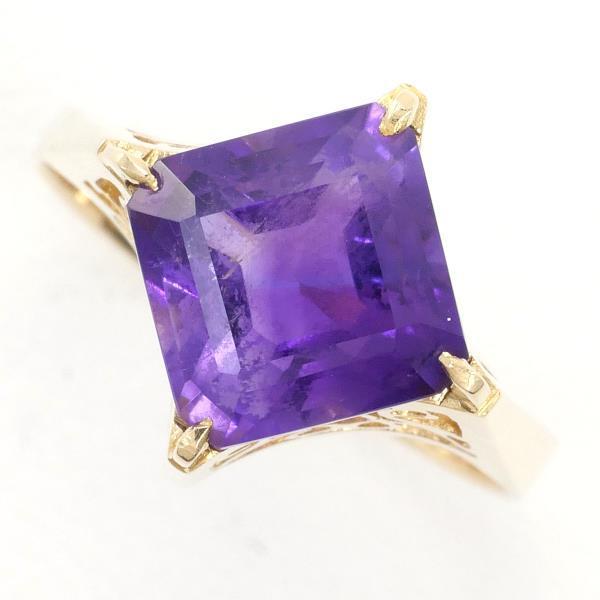 リング K18 18金 YG イエローゴールド 指輪 12号 アメジスト 総重量約