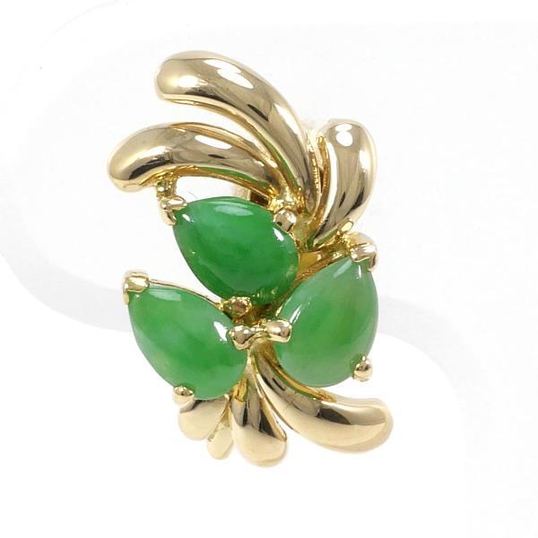 ピアス K18 18金 YG イエローゴールド (片耳) ヒスイ 総重量約1.9g