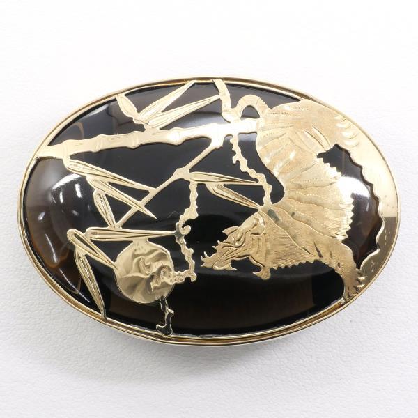 K14 14金 YG イエローゴールド 帯留め モリオン カード鑑別書 総重量約