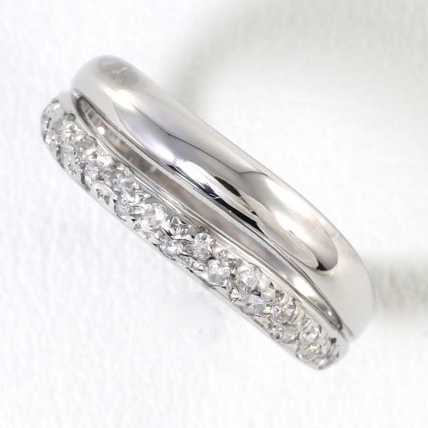 シンプルでおしゃれ K14ホワイトゴールド ダイヤリング 指輪 9号