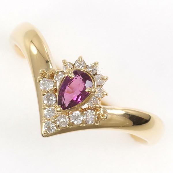 ☆サイズ18号☆K18イエローゴールド/ルビーリング☆0.30ct☆