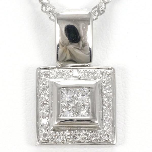 ネックレス K18 18金 WG ホワイトゴールド ダイヤ 0.36 カード鑑別書  