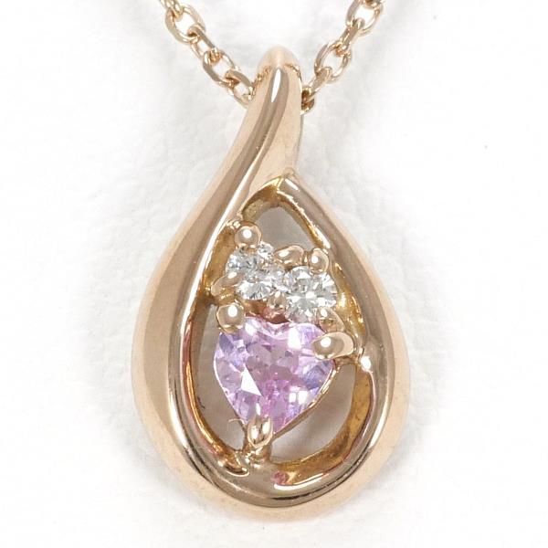 ネックレス 4℃ K18PG ピンクサファイア ダイヤ 総重量約2.1g 約40cm  