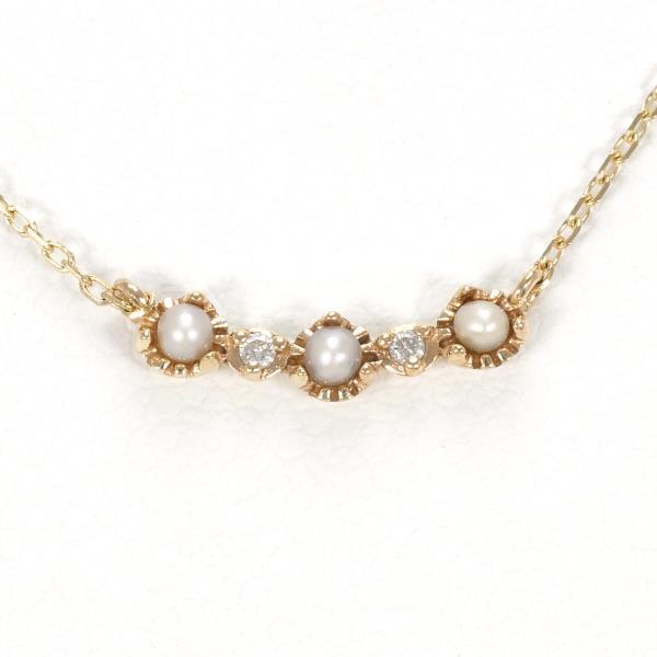 ete ネックレス エテ K10YG パール ダイヤ 総重量約0.9g 約38cm 