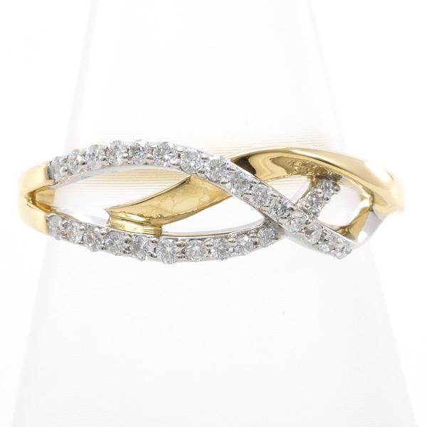 リング K18 18金 YG イエローゴールドWG 指輪 12号 ダイヤ 0.21 総重量  