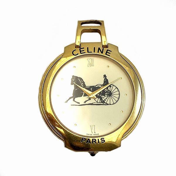 セリーヌ CELINE ポケットウォッチ クォーツ 時計 懐中時計 メンズ