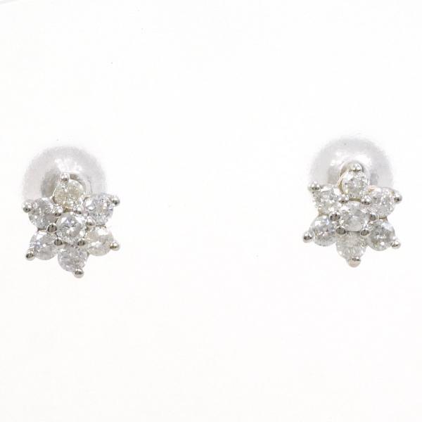 ピアス K18 18金 WG ホワイトゴールド ダイヤ 0.15 ×2 総重量約0.7g  