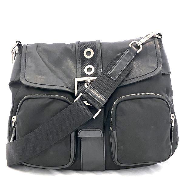 プラダ PRADA ブラック レザー×ナイロン バッグ ショルダーバッグ  