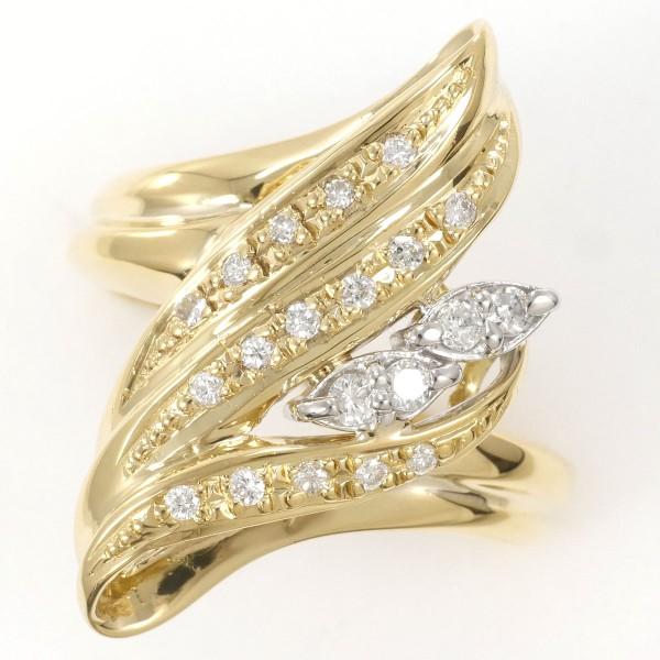 PT900 プラチナ K18YG リング 指輪 12号 ダイヤ 0.10 カード鑑別書 総  