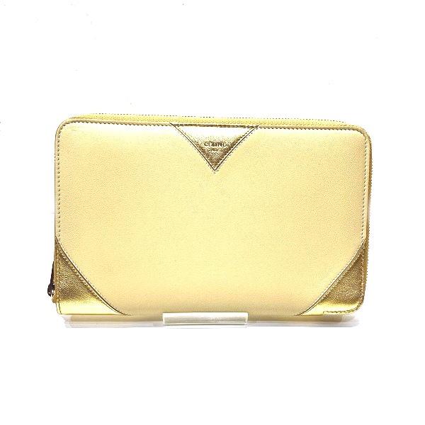 セリーヌ CELINE イエロー×ゴールド パスポートケース 長財布 レディース【中古】 セリーヌ CELINE イエロー×ゴールド パスポートケース 長財布