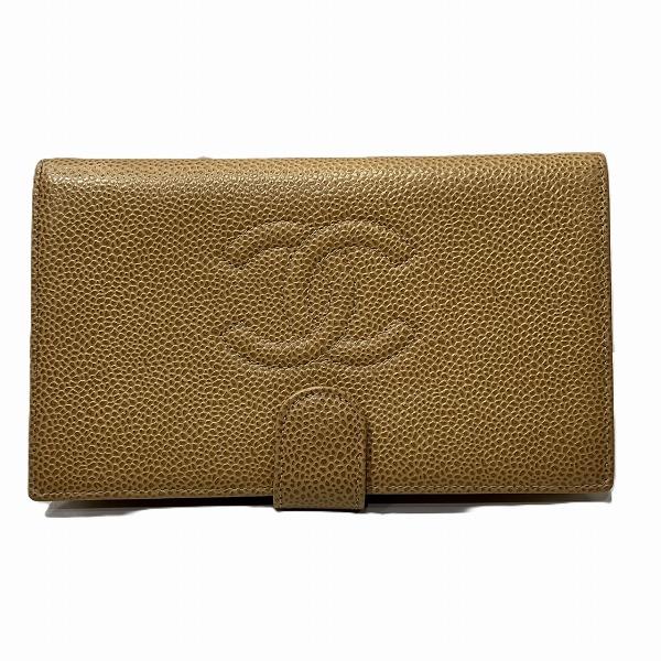 CHANEL シャネル A13498 キャビアスキン がま口 2つ折り財布  