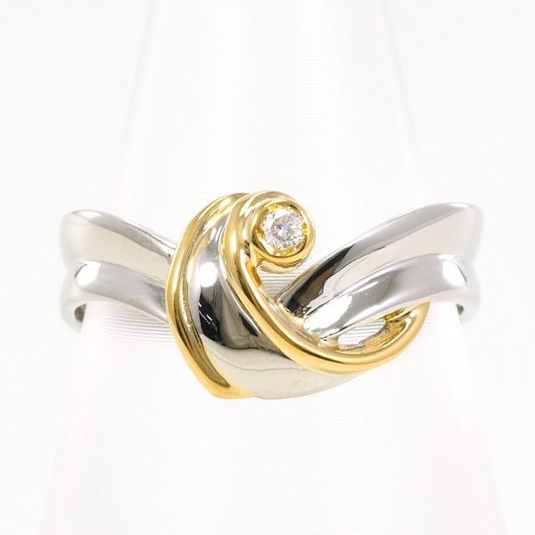 リング ギンザタナカ PT900 K18YG 指輪 10.5号 ダイヤ 0.02 総重量約  