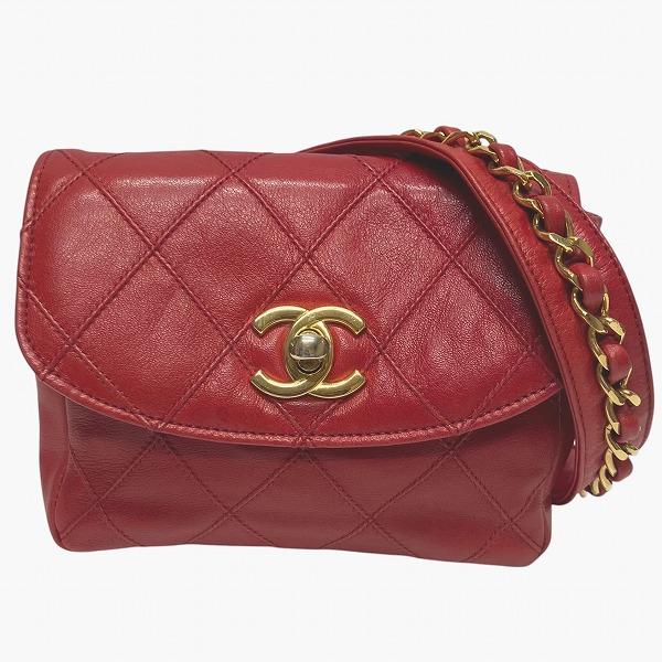 シャネル　マトラッセ　ビコローレ　チェーン　ウエストポーチ　バッグ　レッド CHANEL（シャネル） ビコローレ レッド レザー チェーン バッグ