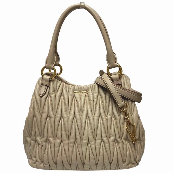 ミュウミュウ マテラッセ 5BE886 ギャザー ベージュ 2way バッグ ハンドバッグ ショルダーバッグ レディース【中古】 ミュウミュウ マテラッセ 5BE886 ギャザー ベージュ 2way バッグ