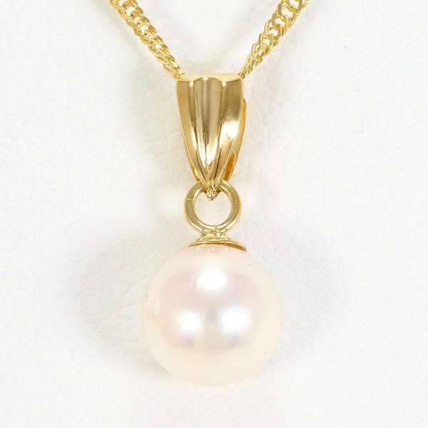 ネックレス K18 18金 YG イエローゴールド パール(真珠) 総重量約1.8g