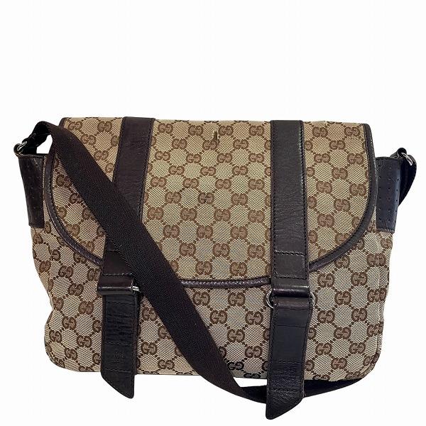 GUCCI グッチ GG 145859 ブラウン キャンバス×レザー バッグ