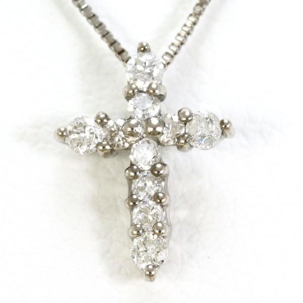 ネックレス K18 18金 WG ホワイトゴールド ダイヤ 0.10 総重量約1.1g