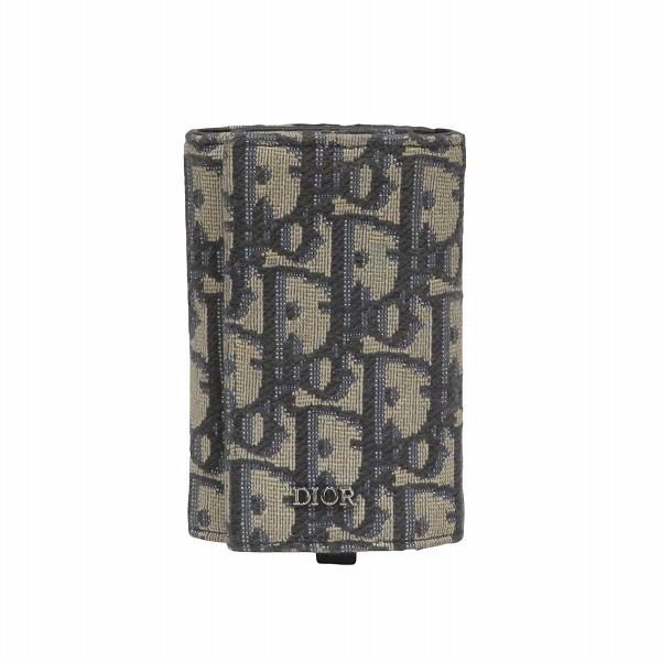 未使用品　クリスチャンディオール キーケース オブリーク キャンバス レザー ディオールキーケースオブリークキャンバスレザーベージュ黒ブラック