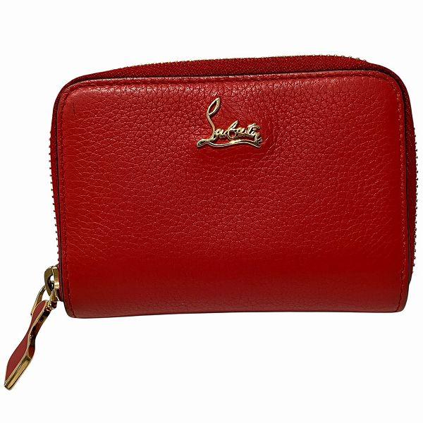 クリスチャンルブタン レッド×ゴールド金具 レザー コインケース  