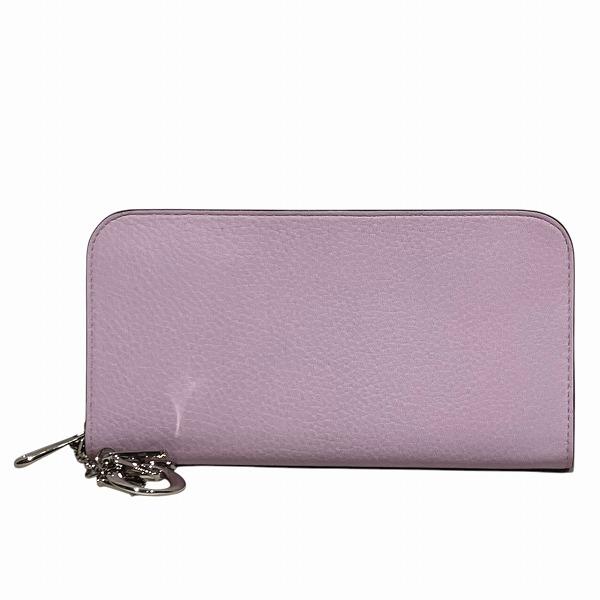 ディオール 24-MA-0164 ピンク×イエロー ロゴチャーム 長財布 レディース【中古】 ディオール 24-MA-0164 ピンク×イエロー ロゴチャーム 長財布