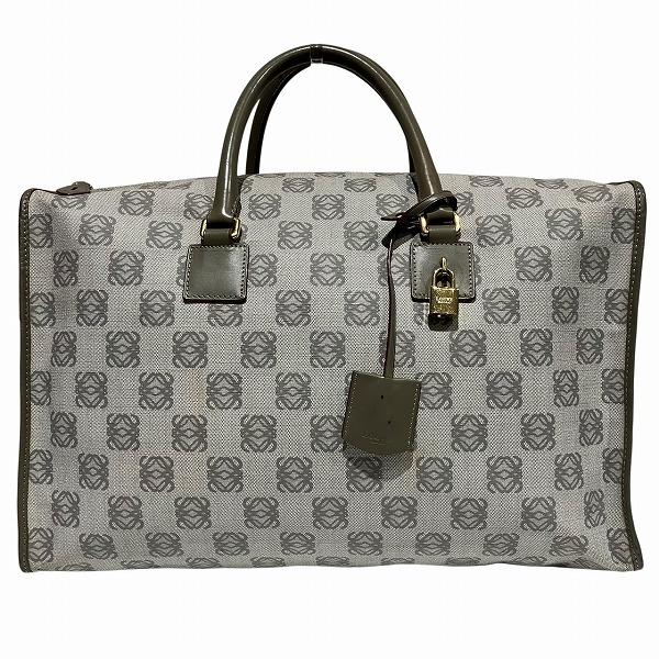 ロエベ LOEWE アマソナ アナグラム PVC×レザー ボストンバッグ