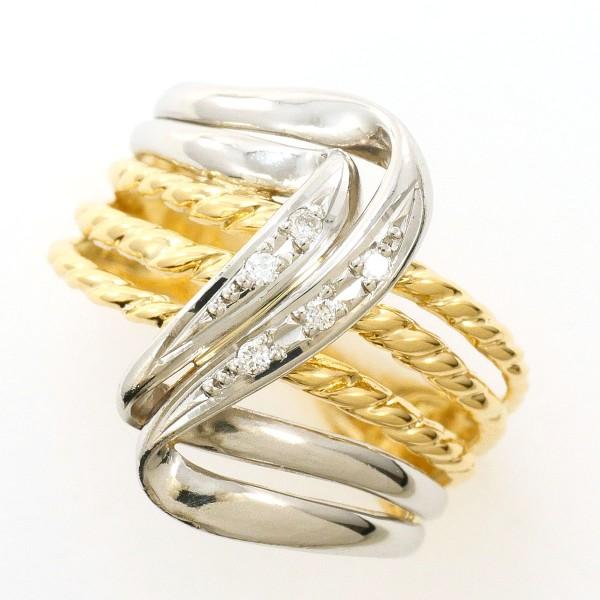 リング PT900 プラチナ K18YG 指輪 8.5号 ダイヤ 0.04 総重量約3.6g