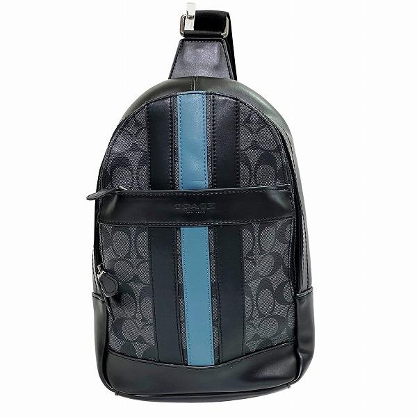 COACH コーチ シグネチャー F26067 ブラック×ブルー PVC×レザー クロス  