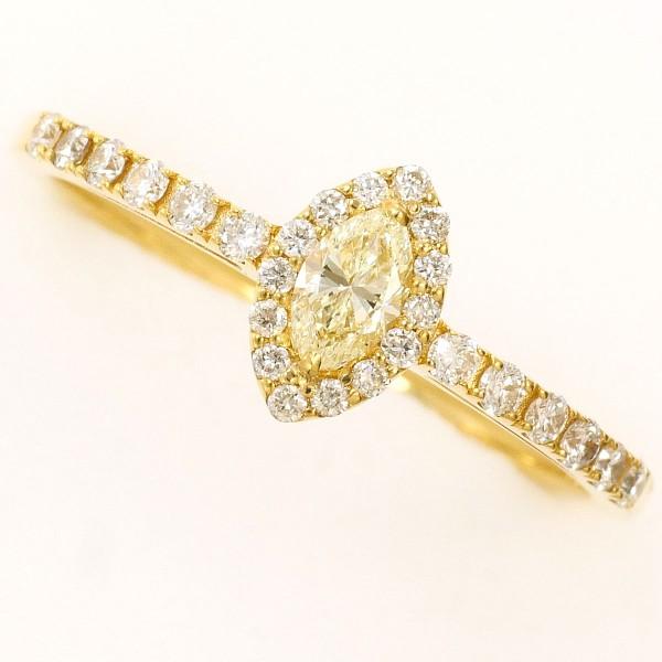 リング K18 18金 YG イエローゴールド 指輪 14号 イエローダイヤ 0.22