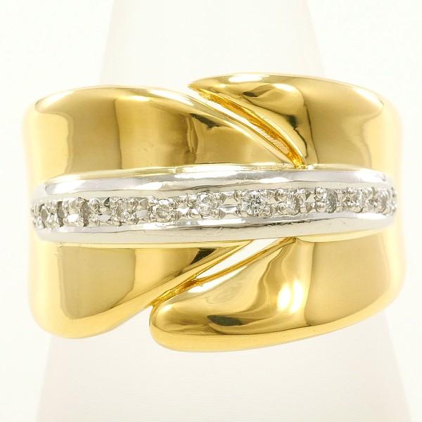 リング PT900 プラチナ K18YG 指輪 16.5号 ダイヤ カード鑑別書 総重量