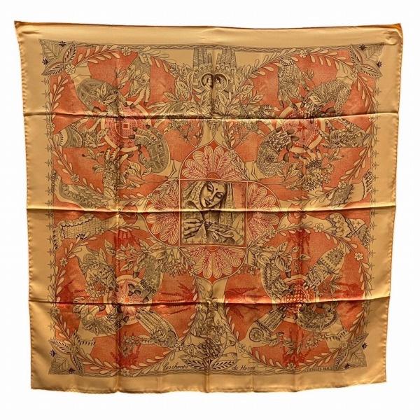 HERMES エルメス カレ シルクスカーフ　90 ヘンナの歌 used HERMES（エルメス） Hermes Les chants du Henne ヘンナの歌 シルク