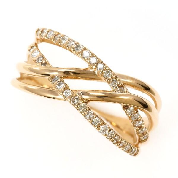 リング K18 18金 PG ピンクゴールド 指輪 13号 ダイヤ 0.24 総重量約